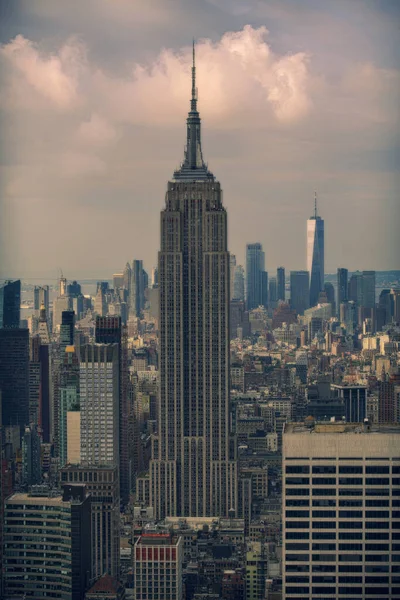 Uitzicht Het Empire State Building Lower Manhattan Vanaf Top Rock — Stockfoto