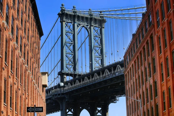 View Washington Street Dumbo Brooklyn Manhattan Bridge Sunset New York — Stock Photo, Image