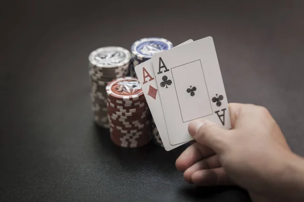 Winner hand in poker — Stock Photo, Image