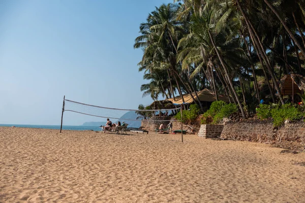 印度果阿科尔瓦海滩上的排球网 — 图库照片
