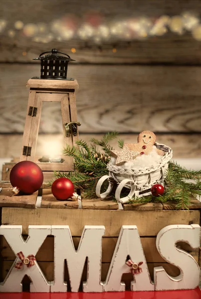 Vánoční pozadí s Vánoční dekorace — Stock fotografie