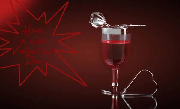 Složení s červeným vínem v brýlích, — Stock fotografie