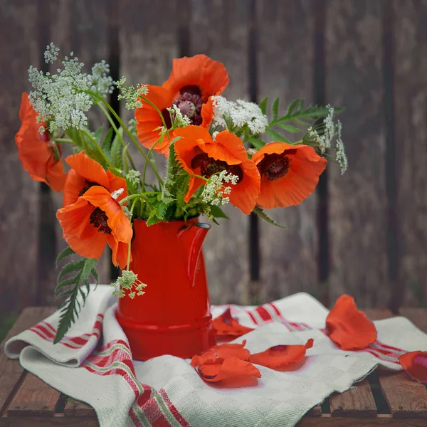 Strauß Mohn im Garten — Stockfoto