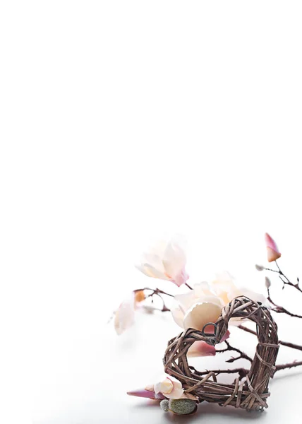 Valentine background with heart and flowers — 스톡 사진