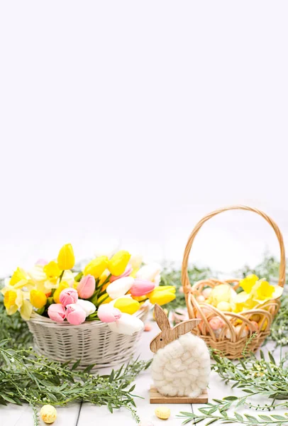 Decoración Pascua Sobre Fondo Whie — Foto de Stock