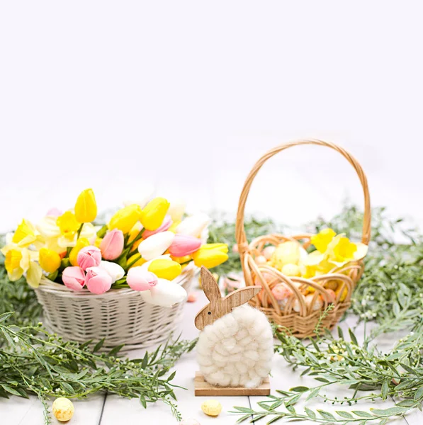 Decoración Pascua Sobre Fondo Whie —  Fotos de Stock