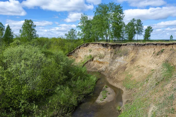 Steiles Ufer Des Kleinen Flusses Pacitance Bezirk Yaya Gebiet Kemerowo Stockbild