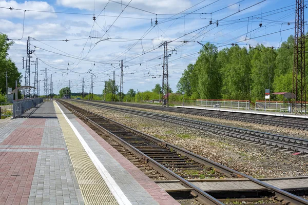 Passenger Platform Railway Station Ishmorka Kemerovo Region Kuzbass — Stock Photo, Image