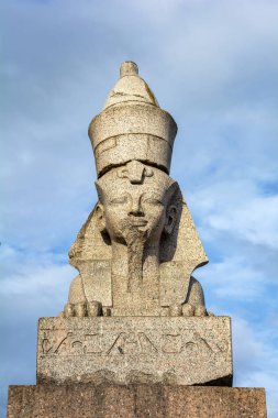 Saint Petersburg, Sfenks 'in eski Mısır heykeli üniversite duvarında.