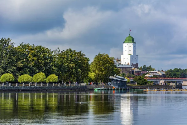 Vyborg Vue Sur Baie Bolshoy Kovsh Château Vyborg Une Belle — Photo