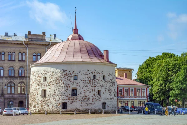 Vyborg Rusland Augustus 2019 Ronde Toren Het Marktplein Een Mooie — Stockfoto