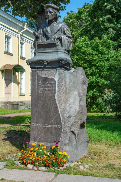 Vyborg, monument to Mikael Agricola the Creator of the written Finnish language, in the city Park