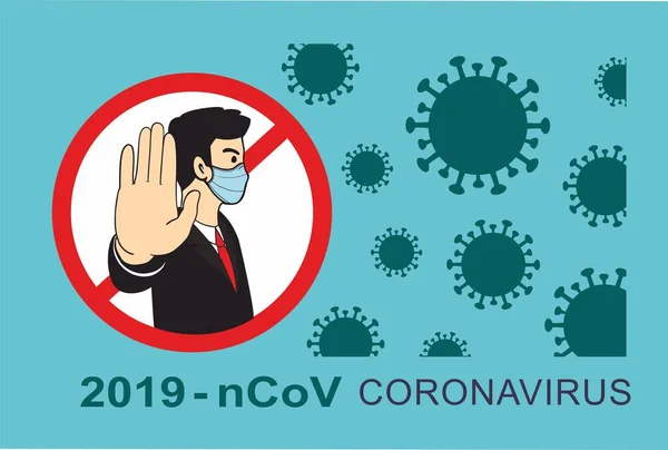 Homme Portant Masque Protection Montre Main Arrêt Virus Mers Corona — Image vectorielle