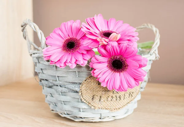 Gerbera flower in the basket — Stock Photo, Image