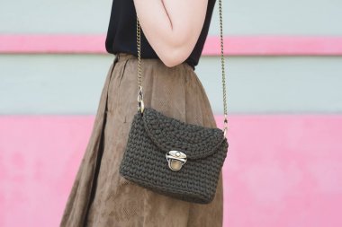 Kadın çanta moda kadın ile fotoğraf kapatmak