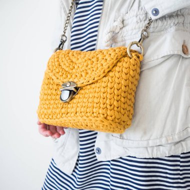 Kadın çanta moda kadın ile fotoğraf kapatmak