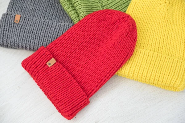 Accogliente set di cappelli a maglia — Foto Stock