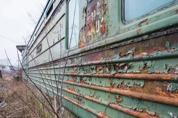 Vieille Peinture Pelée Rouillée Altérée Vieux Wagon Transport Ferroviaire Abandonné — Photo