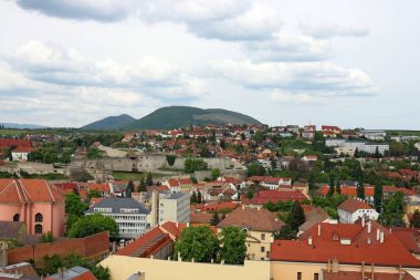 Eger şehir ve kale cityscape Macaristan