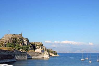 Eski kale Corfu Yunanistan yaz sezonu