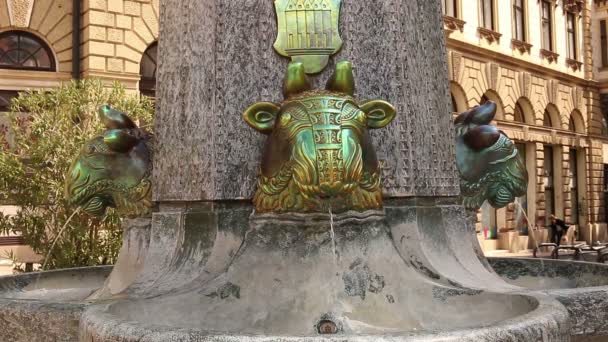 Zsolnay 喷泉地标胸肌匈牙利 — 图库视频影像