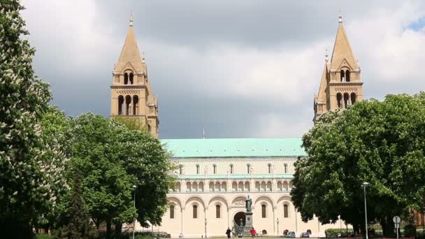Pecs Macaristan landmark Katedrali — Stok video