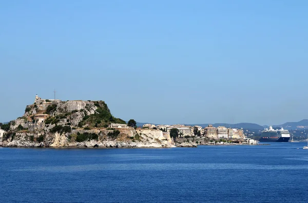 Stará Pevnost Korfu Křižník Loď Letní Sezóny — Stock fotografie