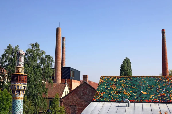 Old factory chimney Zsolnay cultural quarter — Stock Photo, Image