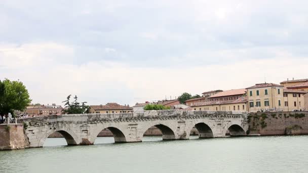Tiberius köprü Rimini İtalya — Stok video