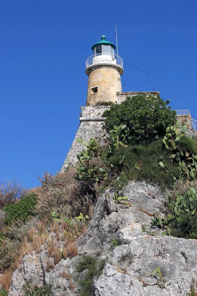 Oude vuurtoren Corfu eiland Griekenland — Stockfoto