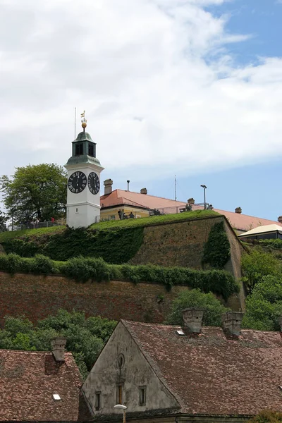 時計塔ペトロヴァラディン要塞ヨーロッパ セルビア — ストック写真
