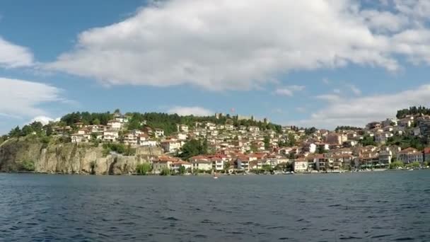 奥赫里德城市景观从湖 — 图库视频影像