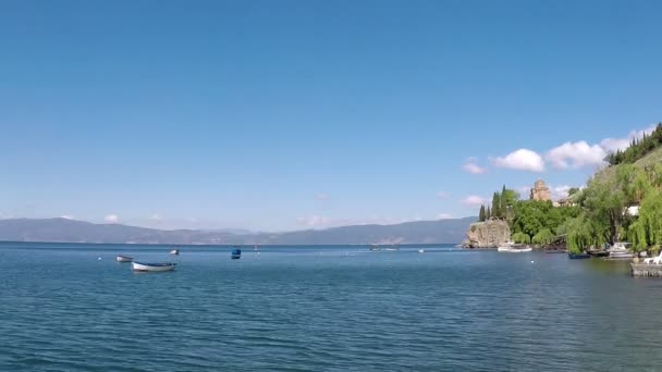 Krajobraz jeziora Ohrid Macedonia — Wideo stockowe