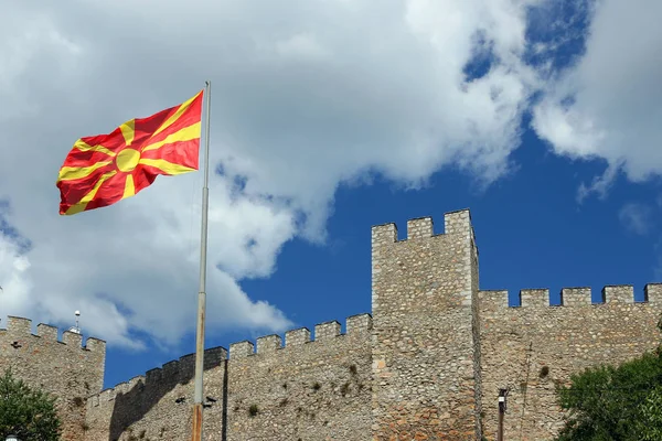 サミュエル要塞オフリド マケドニアの旗 — ストック写真
