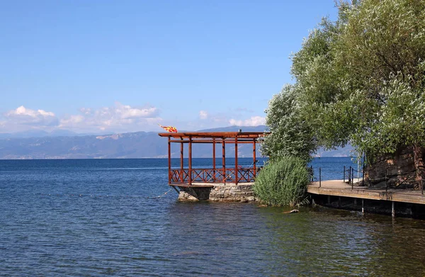 Ohrid sjön landskapet Makedonien sommarsäsongen — Stockfoto