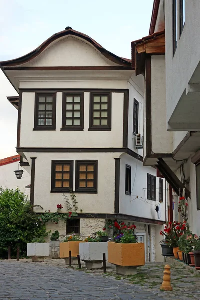 Gamla hus gatan Ohrid Makedonien — Stockfoto