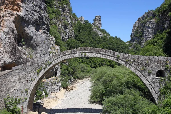 Kokkori 老石桥梁景观 Zagoria 希腊 — 图库照片