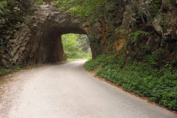 dağ yolu eski bir taş tünel üzerinden geçer