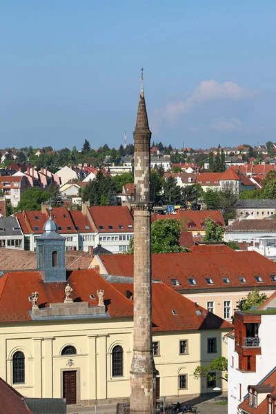 Famous minaret landmark Eger cityscape Stock Photo