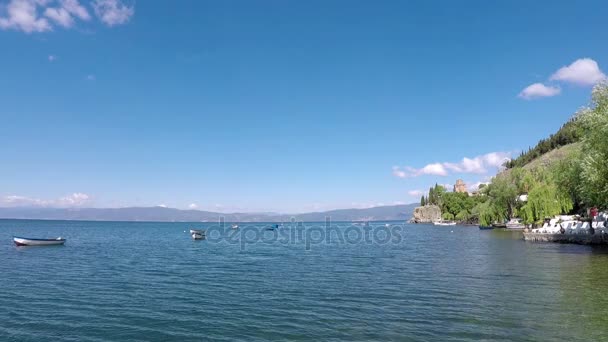 Chiesa Jovan Kaneo Lago Ohrid Paesaggio — Video Stock