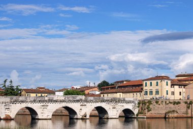 Tiberius bridge landmark Rimini Italy clipart