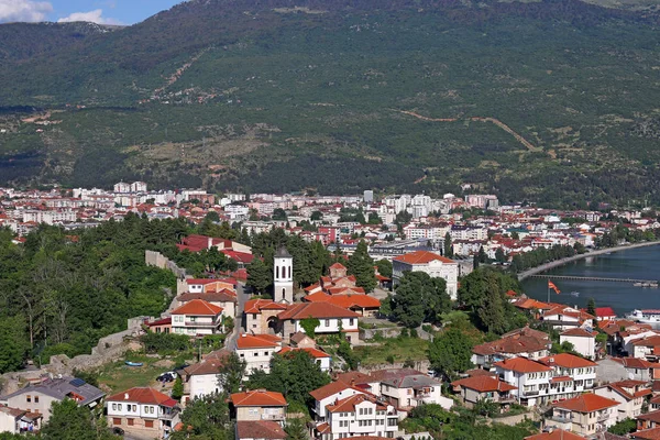 Şehir ve Ohri Gölü manzara Makedonya