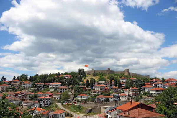 塞缪尔堡垒在奥赫里德城市风景馬其頓 — 图库照片