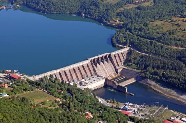 hydroelectric power plant on river landscape summer season clipart