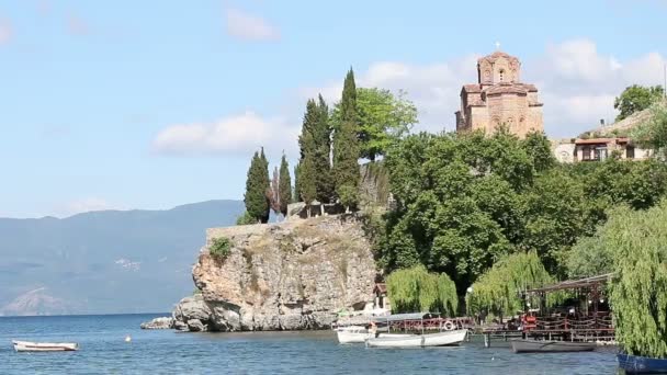 Jovan Kaneo Kyrkan Ohrid Makedonien Landskap — Stockvideo