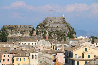 Corfu town eski kale ve bina cityscape Yunanistan