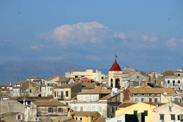 Korfu town staré budovy panoráma letní sezóny — Stock fotografie