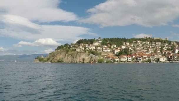 Охридское Озеро Городской Пейзаж — стоковое видео