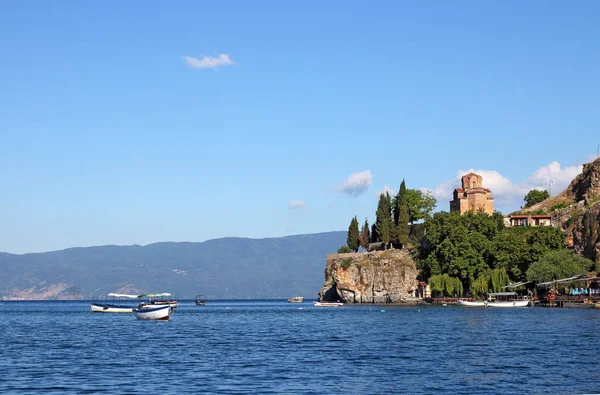 Lago Ohrid Jovan Kaneo iglesia Macedonia paisaje — Foto de Stock