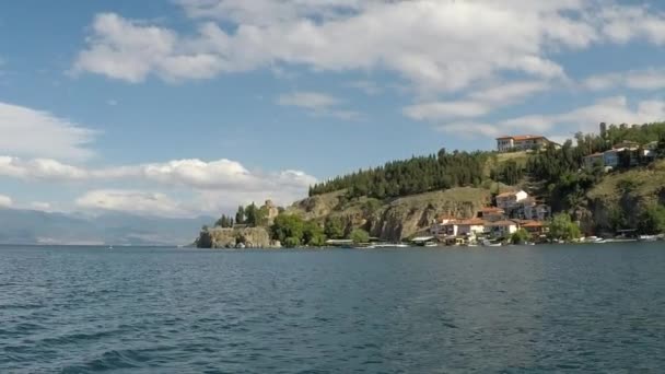 Meer Van Ohrid Landschap Macedonië Zomerseizoen — Stockvideo